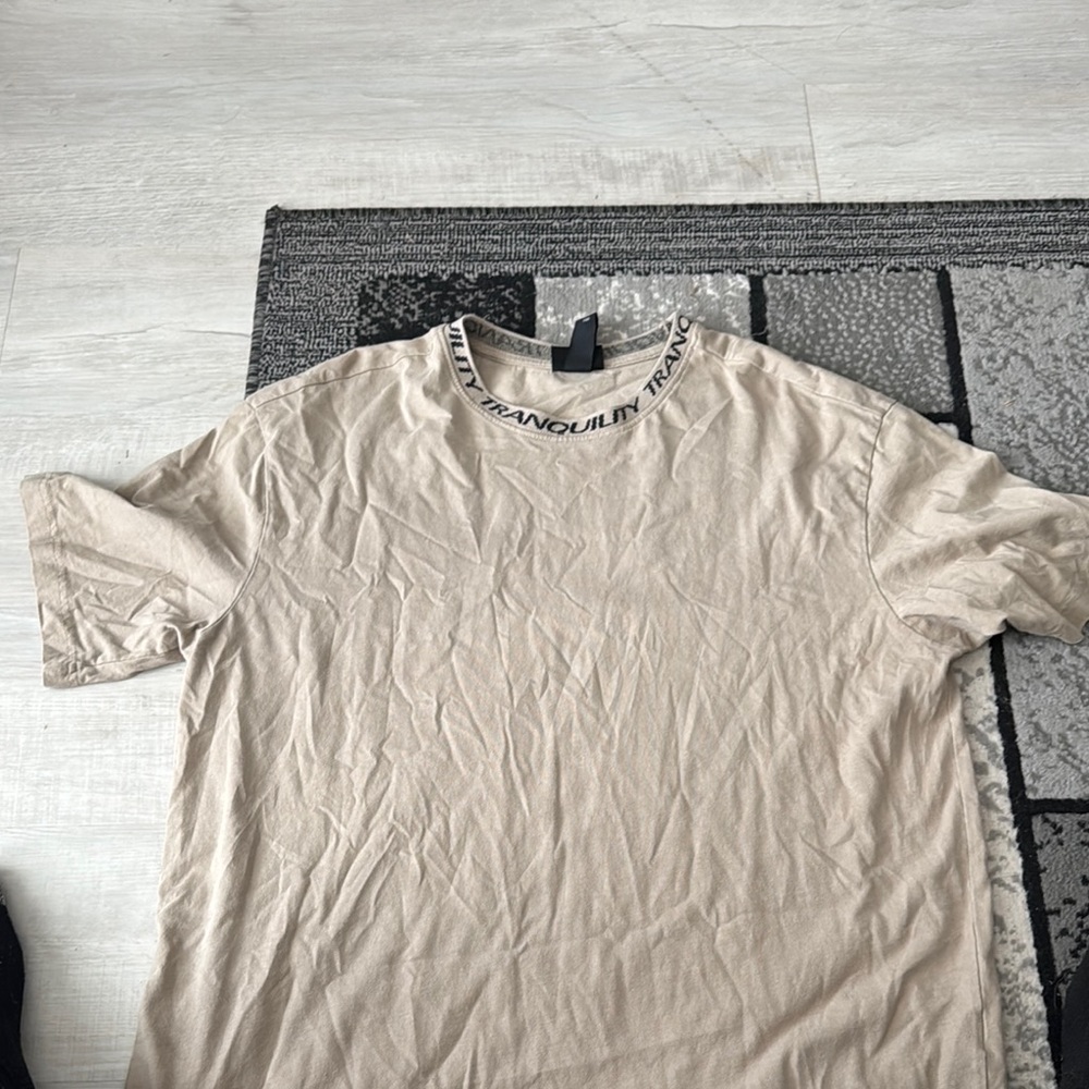 H&M Tan Short Sleeve Tee Classic Crew Neck